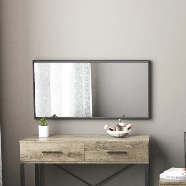 Ascet black rectangle mirror 100x49 cm – Black