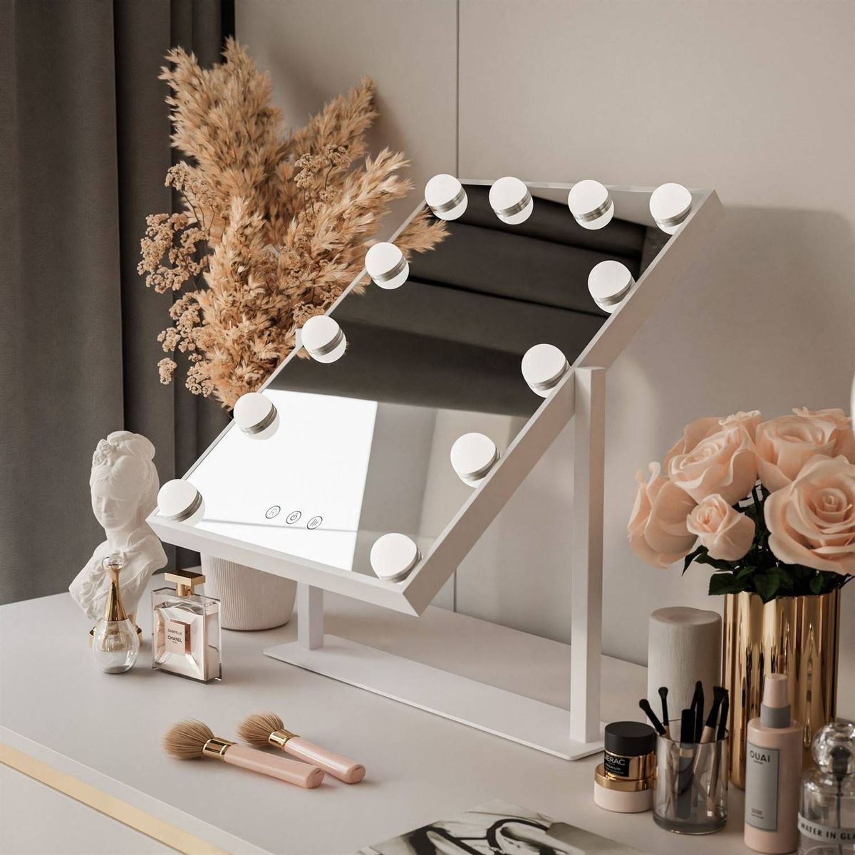 Настольное зеркало с подсветкой для макияжа Bella 36x47.5 см – Белый бриллиант