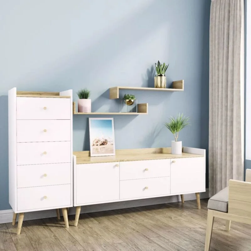 Полочка на стену (комплект 2 в 1) Asgard 82x12x20 см – Дуб Крафт золотой