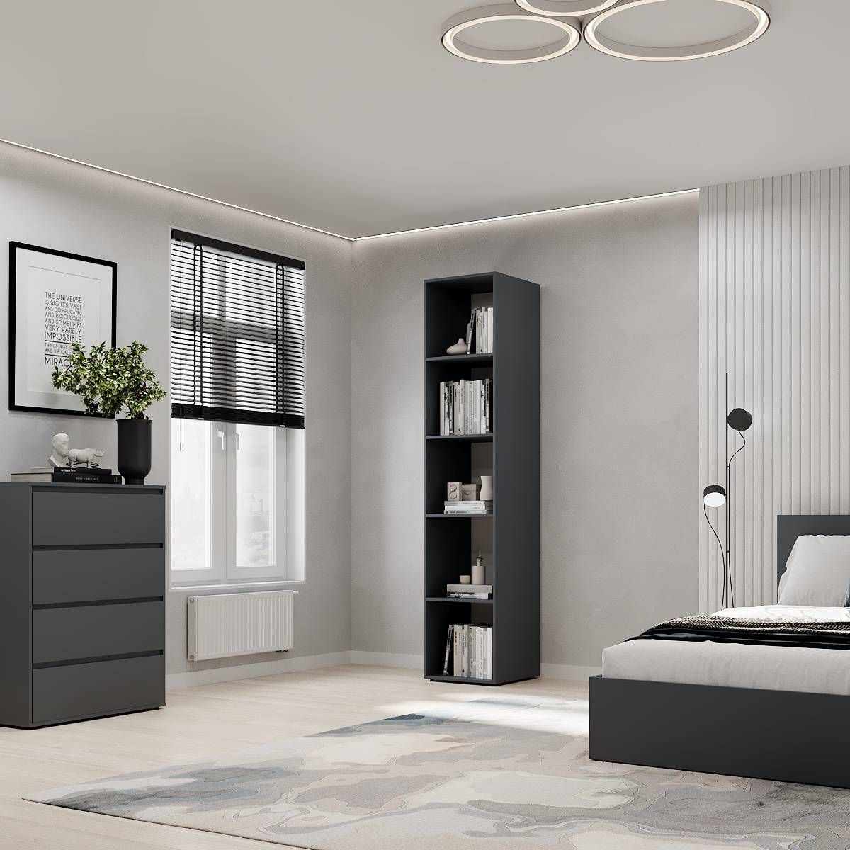 Шафа пенал з полицями відкрита Light 40x220x50 см – Графіт