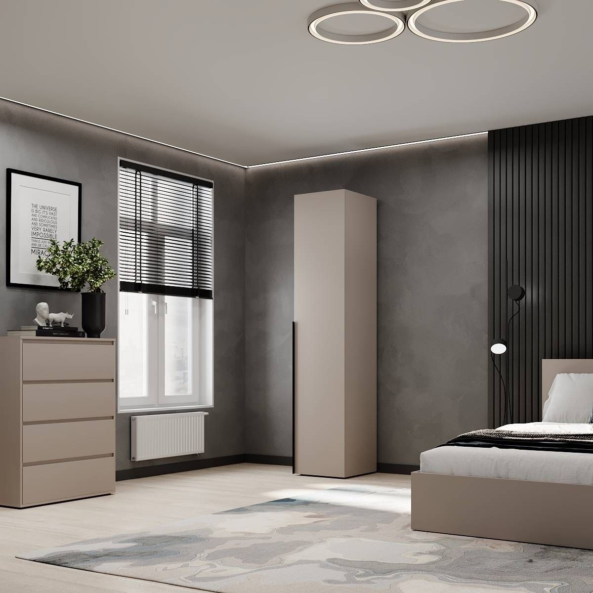 Шафа пенал закрита зі штангою Light 40x220x50 см – Кашемір