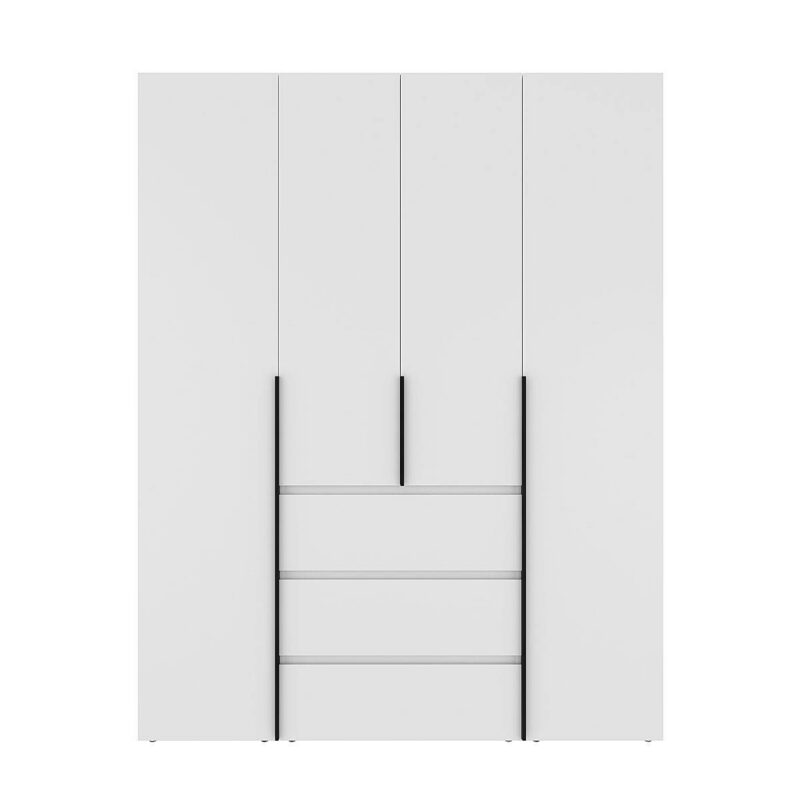 Шафа розпашна з полицями на 4 двері Light №1 160x220x50 см – Білий діамант