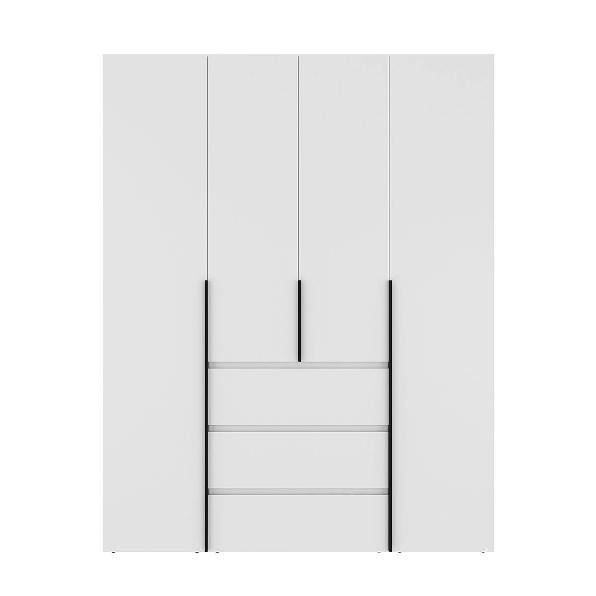 Шафа розпашна з полицями на 4 двері Light №1 160x220x50 см – Білий діамант