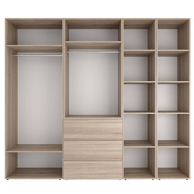 Розпашна шафа на 5 дверей із відкритими полицями Light №14 240x220x50 см – Дуб Сонома