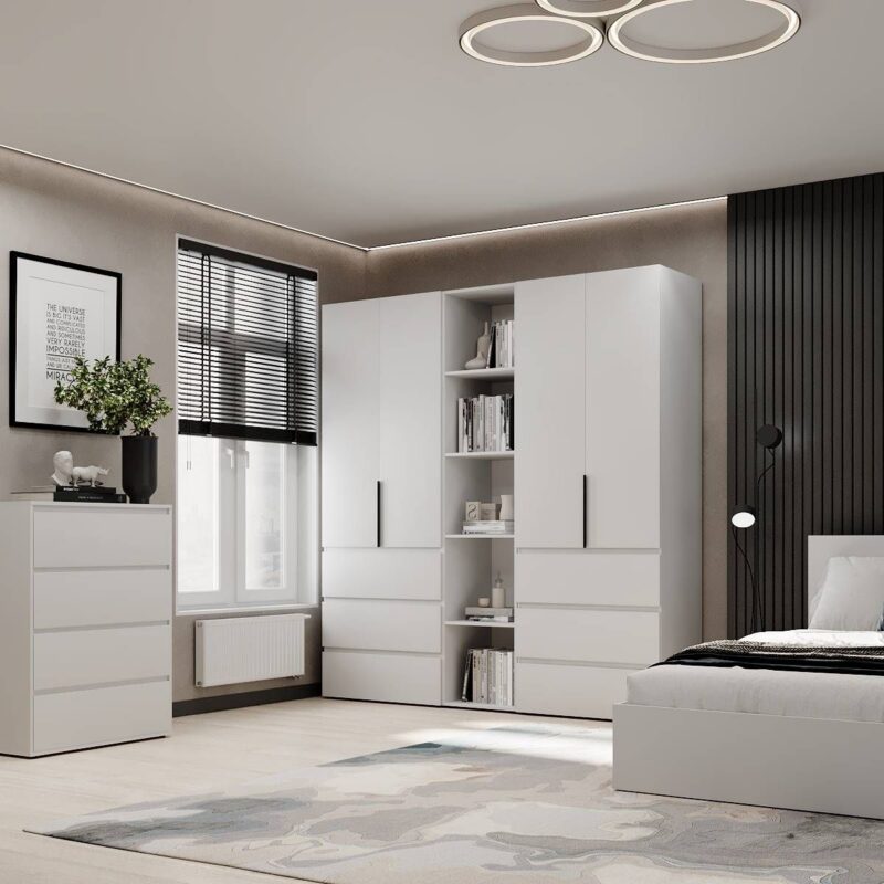 Шафа розпашна комбінована Light №6 200x220x50 см – Білий діамант