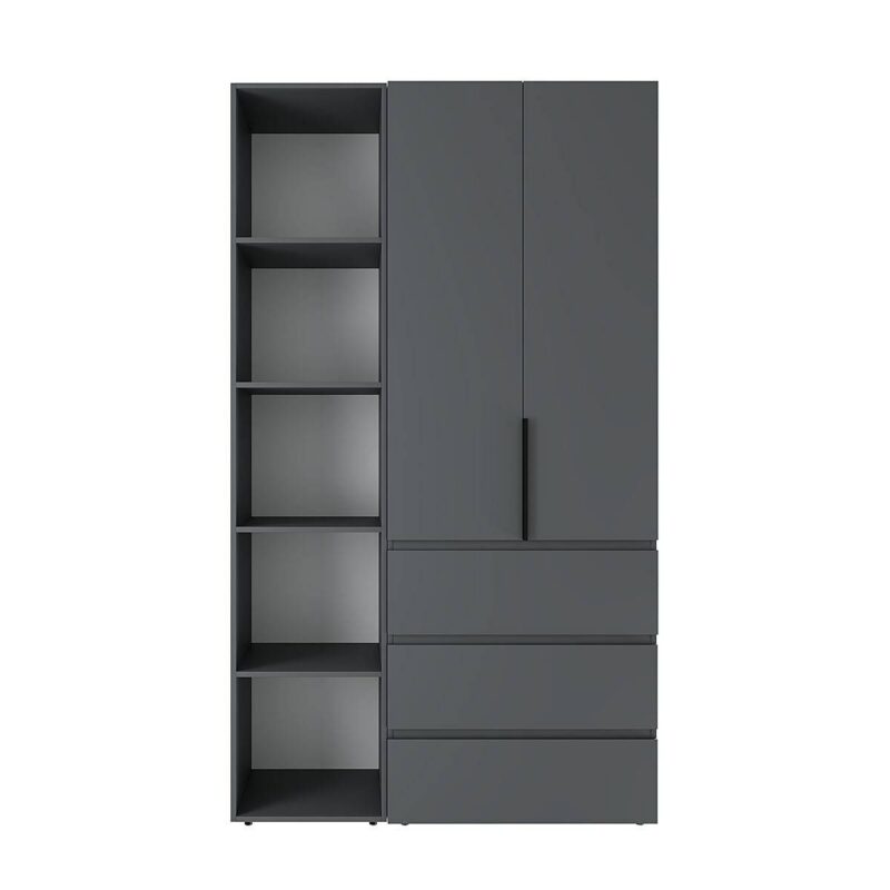 Розпашна шафа з пеналом та шухлядами Light №7 120x220x50 см – Графіт