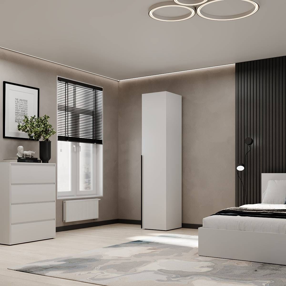 Шкаф пенал с полками закрытый Light 40x220x50 см – Белый бриллиант