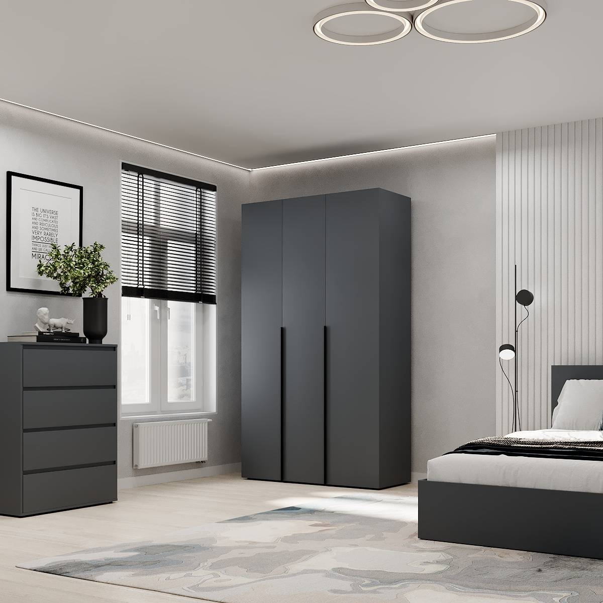 Шкаф распашной комбинированный №12 Light 120x220x50 см – Графит