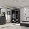 Шкаф трехдверный распашной Light №12 120x220x50 см – Графит
