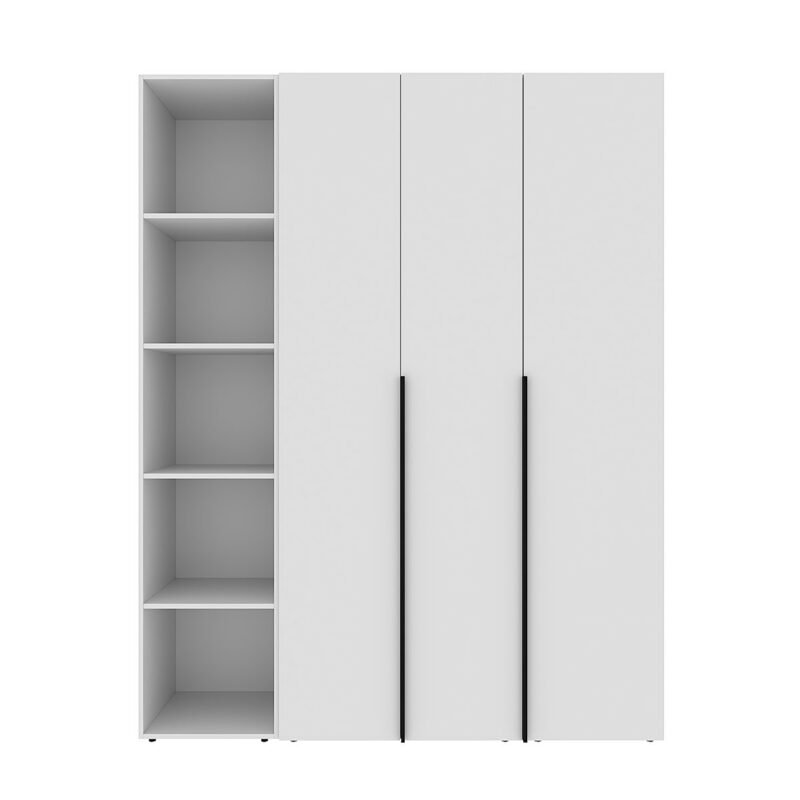 Шкаф распашной на 3 двери с открытыми полками Light №16 160x220x50 см – Белый бриллиант