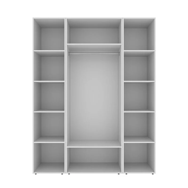 Шкаф распашной на 3 двери с открытыми полками Light №16 160x220x50 см – Белый бриллиант