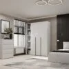 Шкаф распашной на 3 двери с открытыми полками Light №16 160x220x50 см – Белый бриллиант