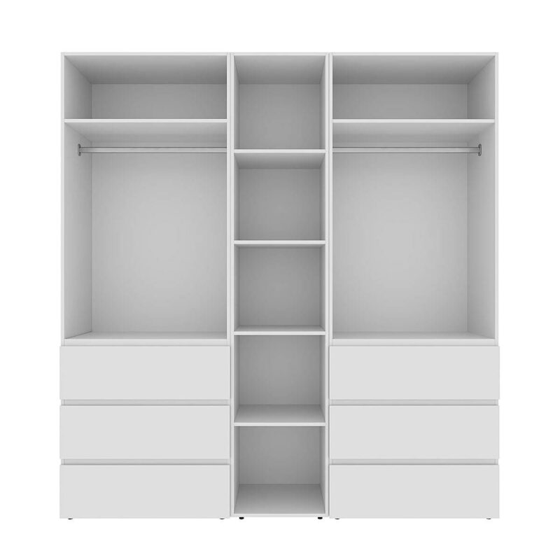Шкаф распашной комбинированный Light №6 200x220x50 см – Белый бриллиант