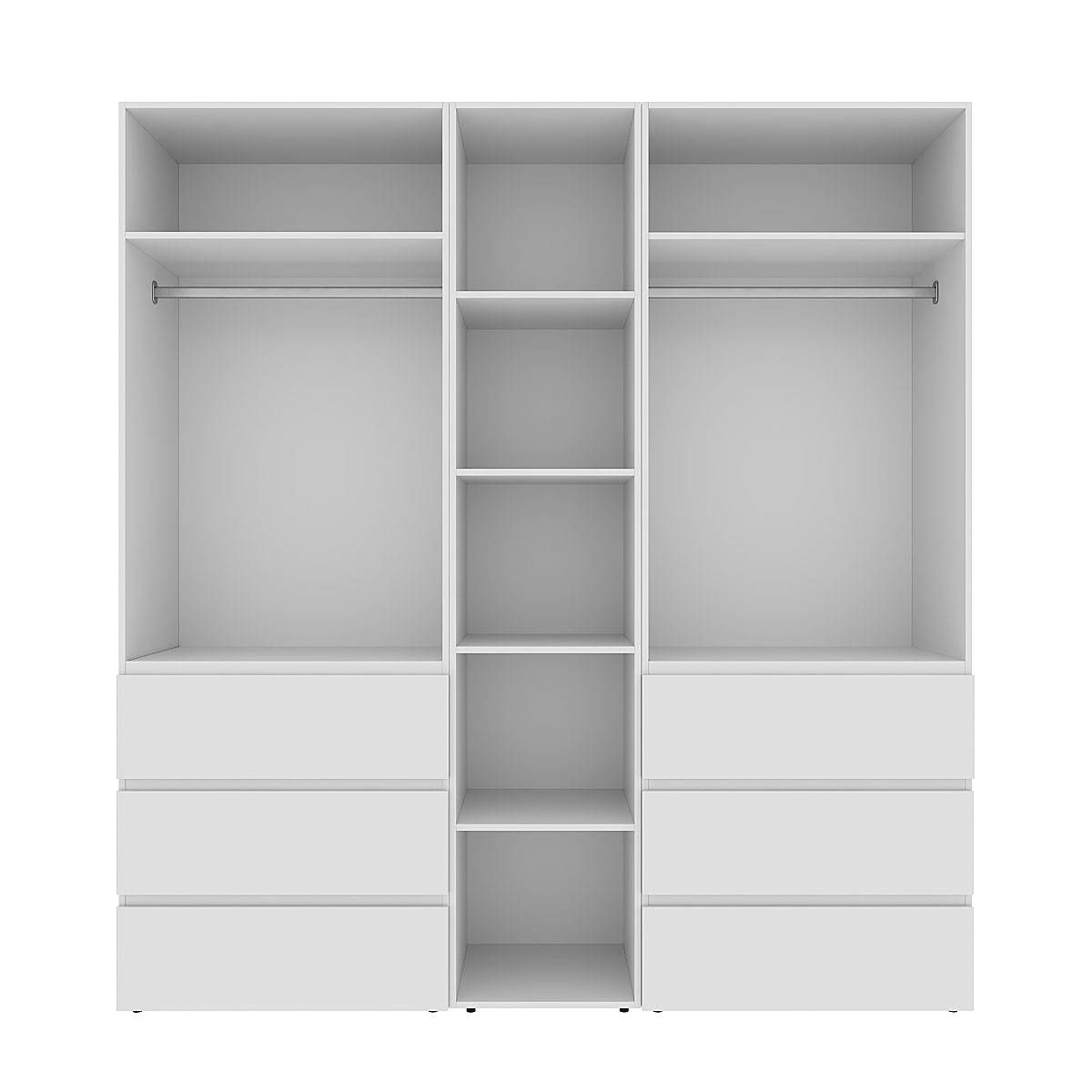 Шкаф распашной комбинированный №6 Light 200x220x50 см – Белый бриллиант