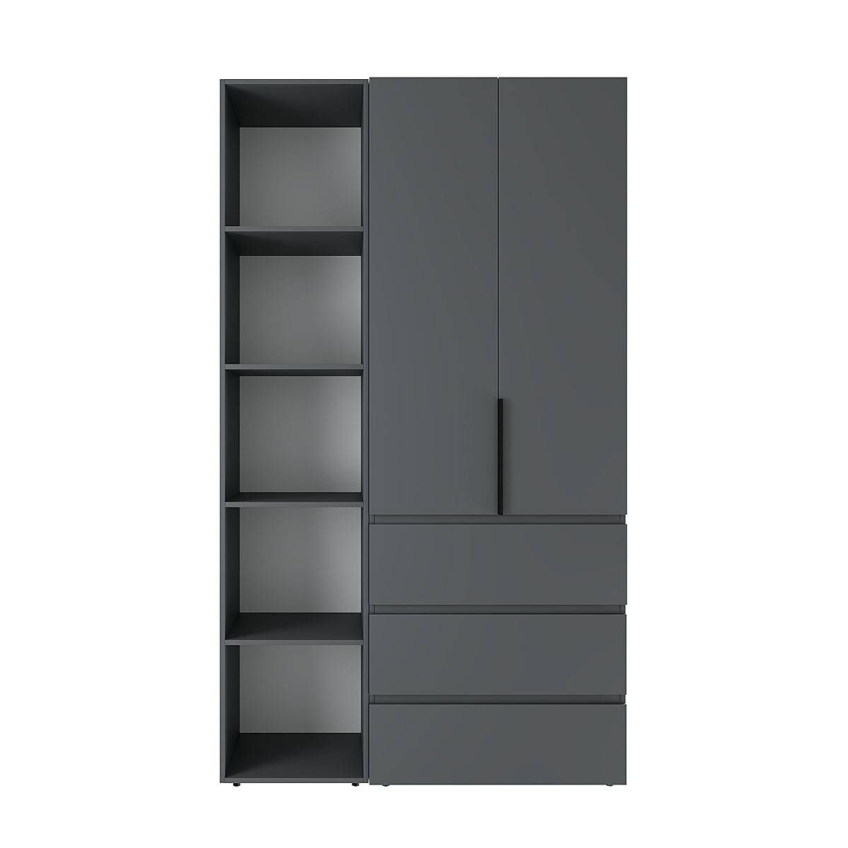 Шкаф распашной комбинированный №7 Light 120x220x50 см – Графит
