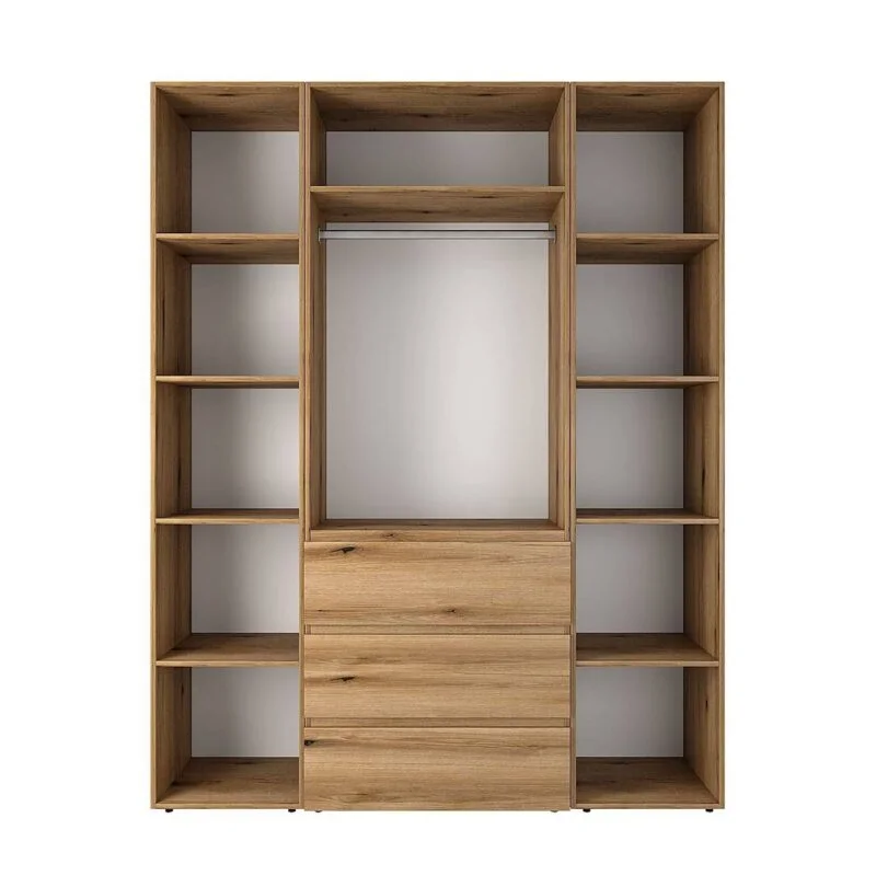 Шкаф трехдверный с открытыми полками Light №8 160х220х50 см – Дуб Эвок