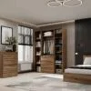 Шкаф трехдверный с открытыми полками Light №8 160х220х50 см – Дуб Эвок
