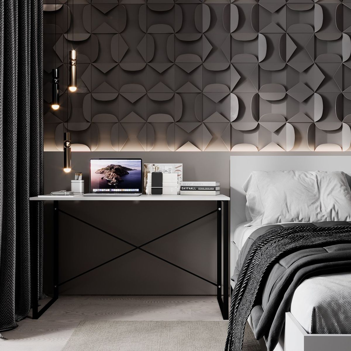 Loft desk Ascet Line 120x73x50 cm – White Diamond