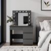Beauty dressing table with mirror and lights 94x140/75x43 cm – Graphite