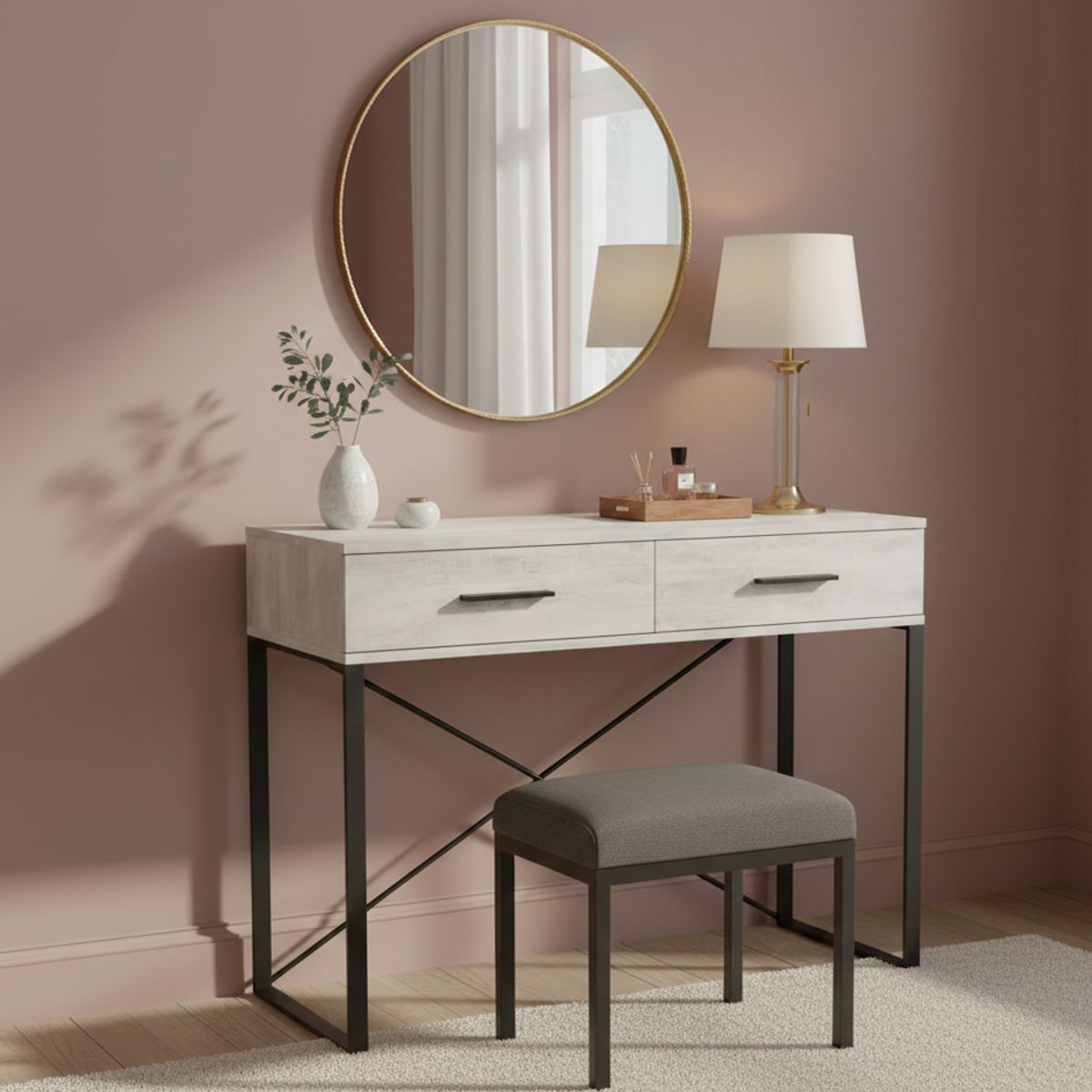 Туалетный столик в стиле лофт Asсet 102x77.5x42.5 см – Ателье светлый