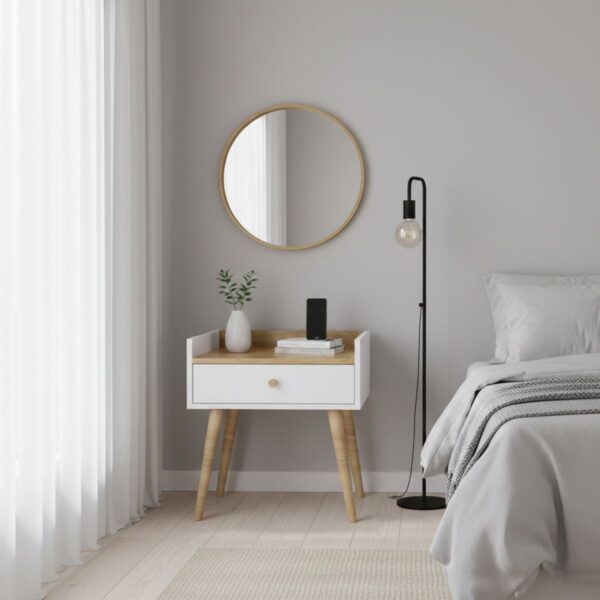 Asgard 1 drawer scandinavian bedside table 50x55x40 cm – Craft Gold Oak / White Diamond