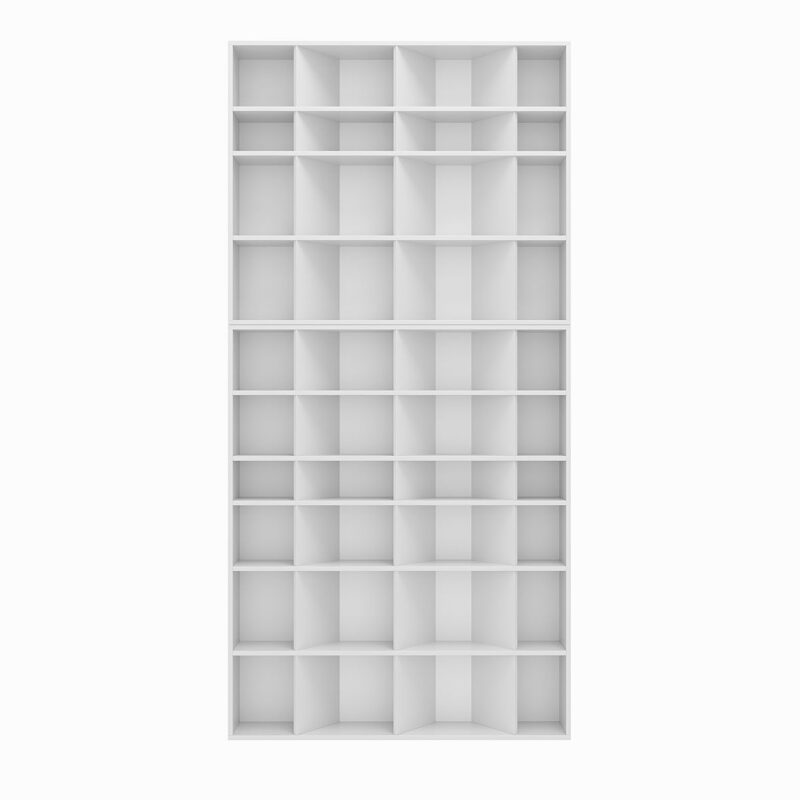 Light book and decor display shelving unit with 40 compartments 120x246x16 cm – White Diamond