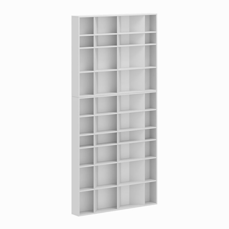 Light book and decor display shelving unit with 40 compartments 120x246x16 cm – White Diamond