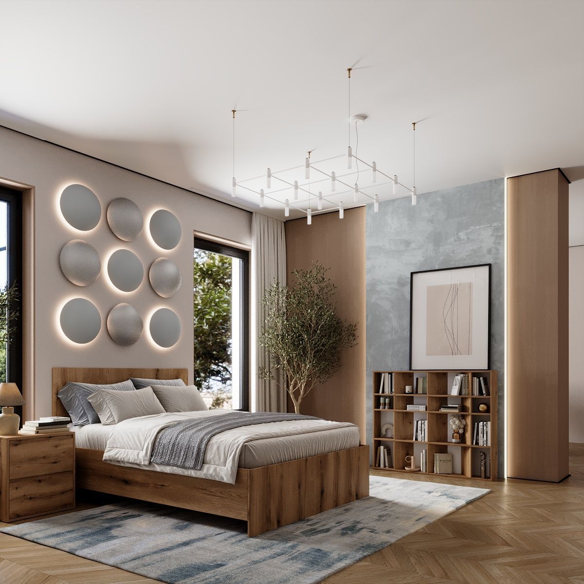 Light floor standing bookcase 120x100x16 cm – Evoke Oak