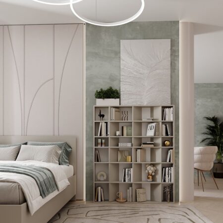 Light shelving unit for books and decor 120x146x16 cm – Cashmere