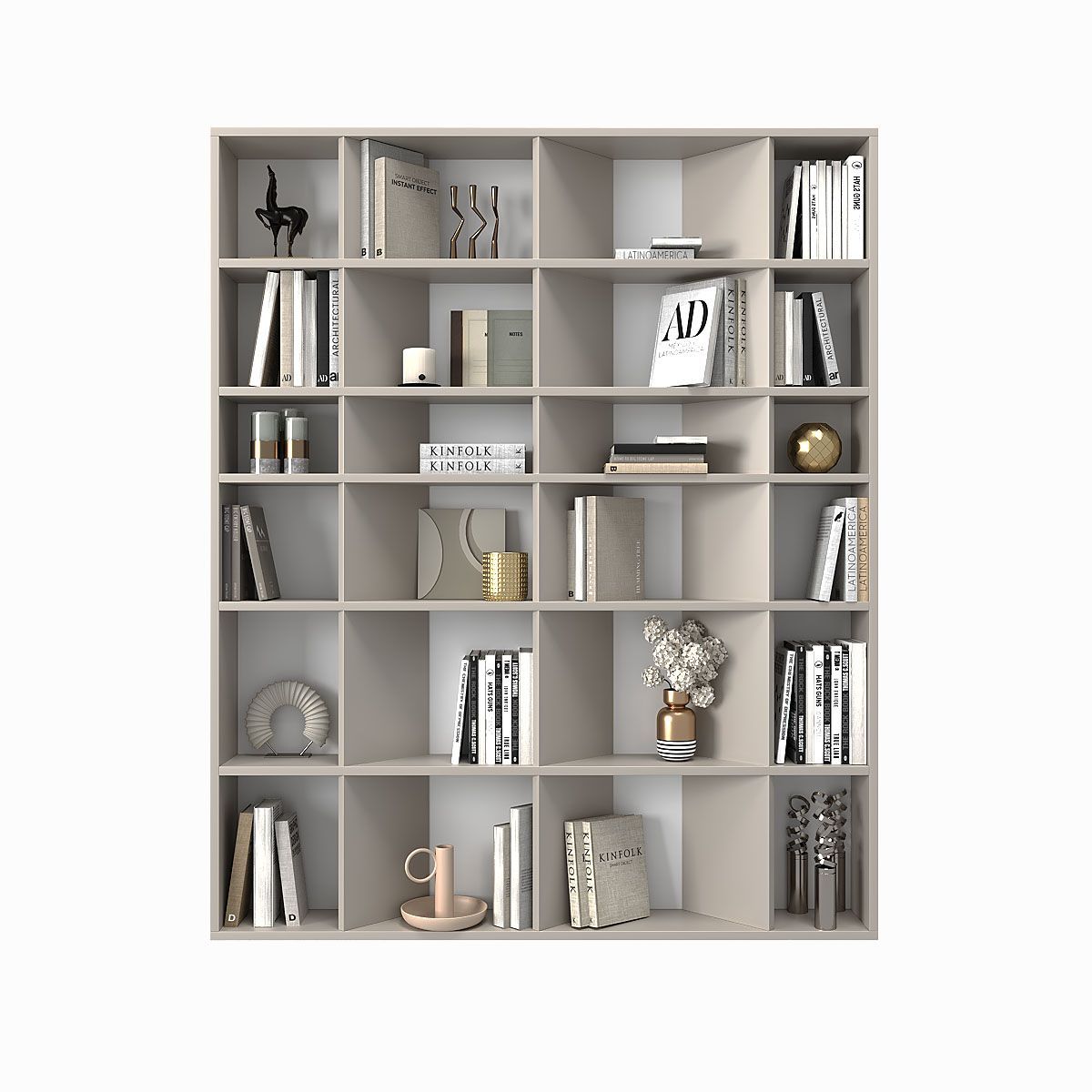 Light shelving unit for books and decor 120x146x16 cm – Cashmere