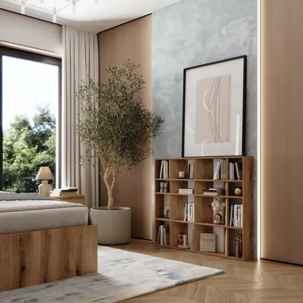 Напольная книжная полка на 16 ячеек Light №2 120x100x16 см – Дуб Эвок