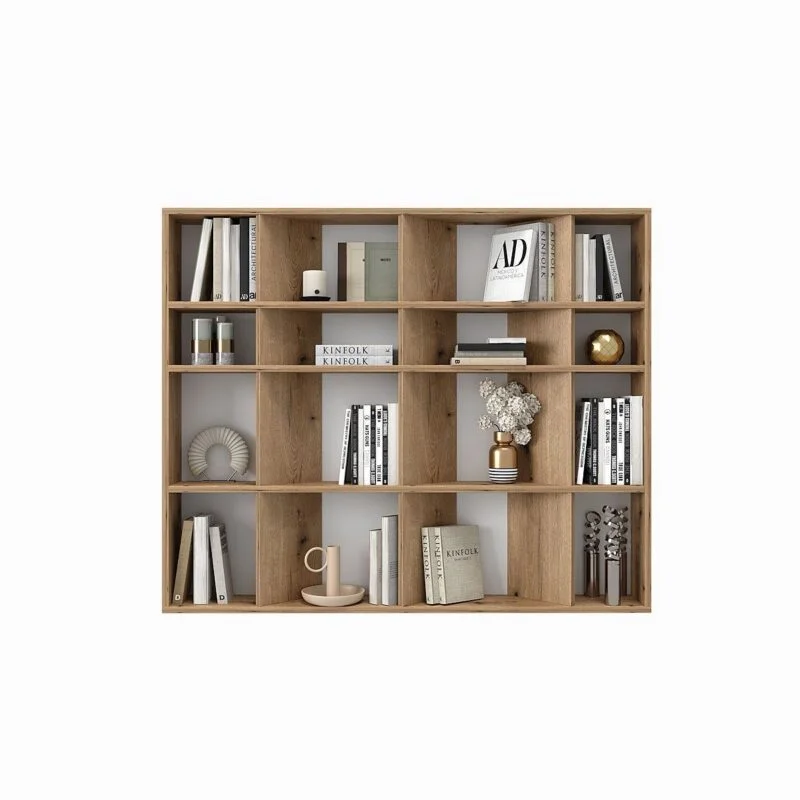 Напольная книжная полка на 16 ячеек Light №2 120x100x16 см – Дуб Эвок