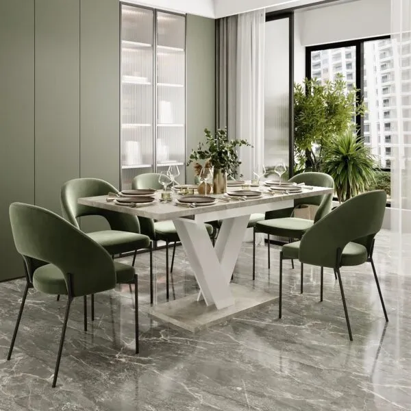 Urban modern extendable dining table 120(160)x75x80 cm – Light Atelier / White Diamond