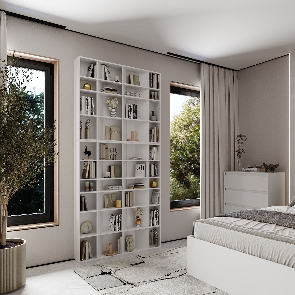 Стелаж для книг та декору Light 120x246x16 см – Білий діамант