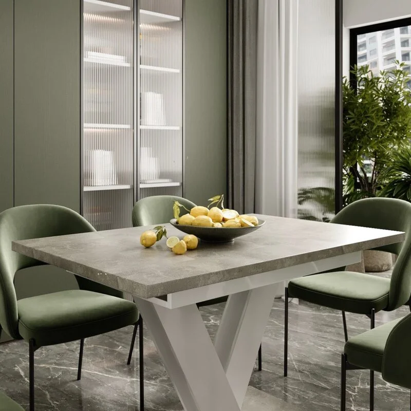 Urban modern extendable dining table 120(160)x75x80 cm – Light Atelier / White Diamond