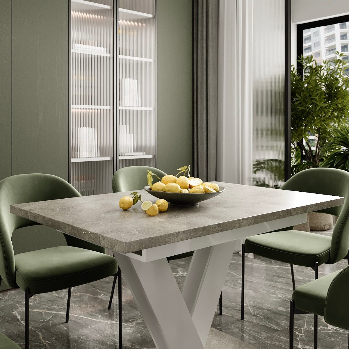 Urban modern extendable dining table 120(160)x75x80 cm – Light Atelier / White Diamond