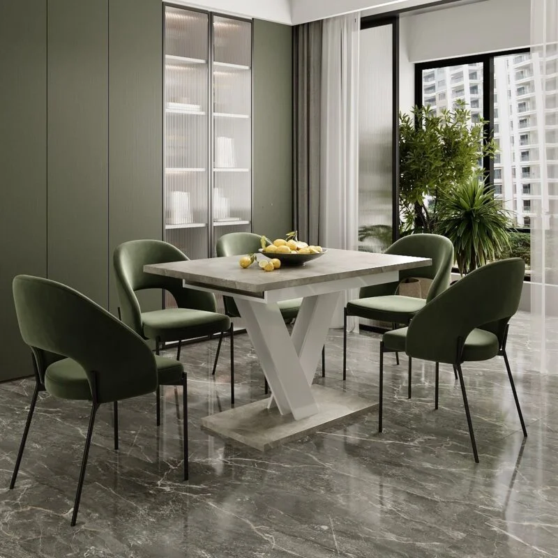 Urban modern extendable dining table 120(160)x75x80 cm – Light Atelier / White Diamond