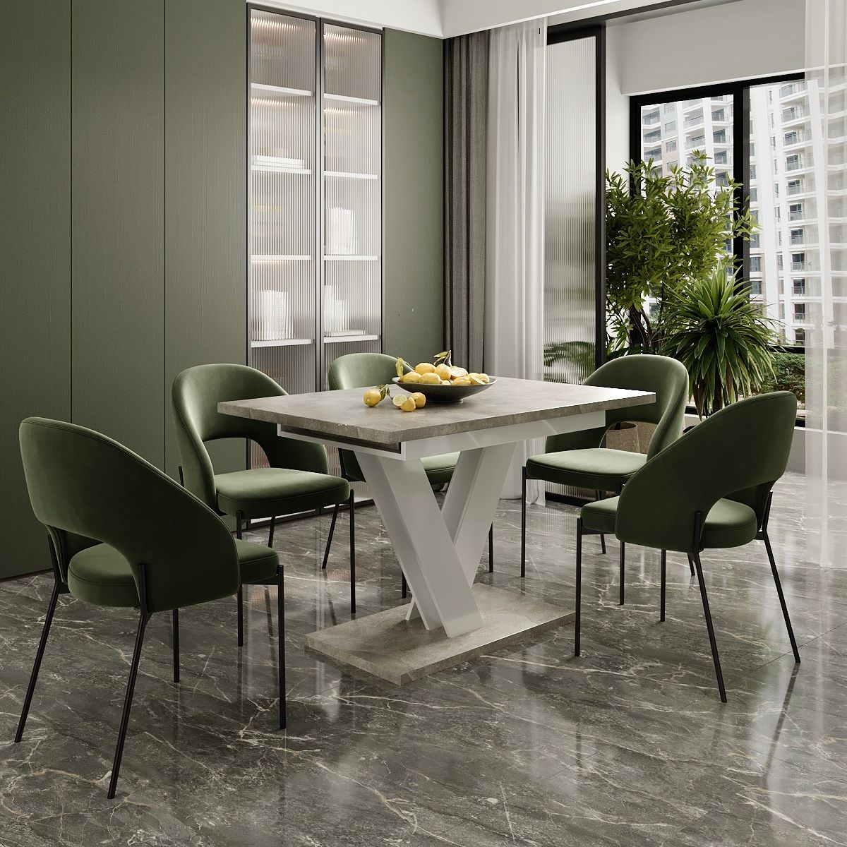 Urban modern extendable dining table 120(160)x75x80 cm – Light Atelier / White Diamond