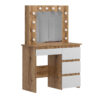 Beauty dressing table with mirror and lights 94x140/75x43 cm – Evoke Oak / White Diamond