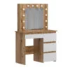 Beauty Dressing Table with Mirror and Lights 94x140/75x43 cm – Evoke Oak / White Diamond