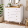 Комод на ніжках на 4 ящика у скандинавському стилі Asgard 82x95x40 см – Дуб Крафт золотий / Білий діамант