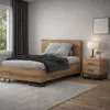Ascet furniture set: small double bed frame 120x200 and a nightstand – Evoke Oak