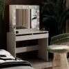 Malta Vanity Table with Mirror and Lights 94x140/75x43 cm – Cashmere