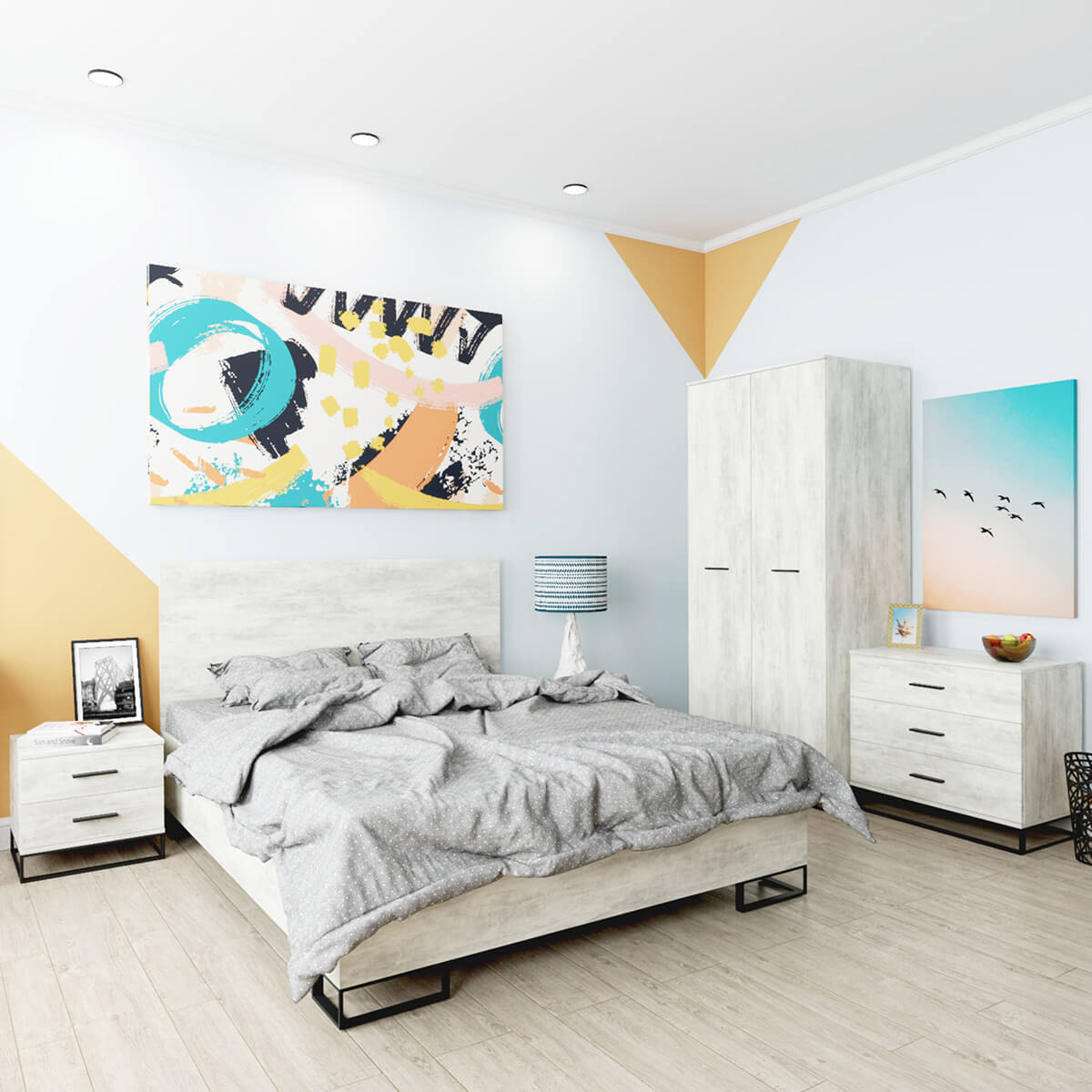 Купить кровать двуспальная 160х200 в стиле лофт Ascet – Ателье светлый по 8346 грн Кровать двуспальная 160х200 в стиле лофт Ascet – Ателье светлый