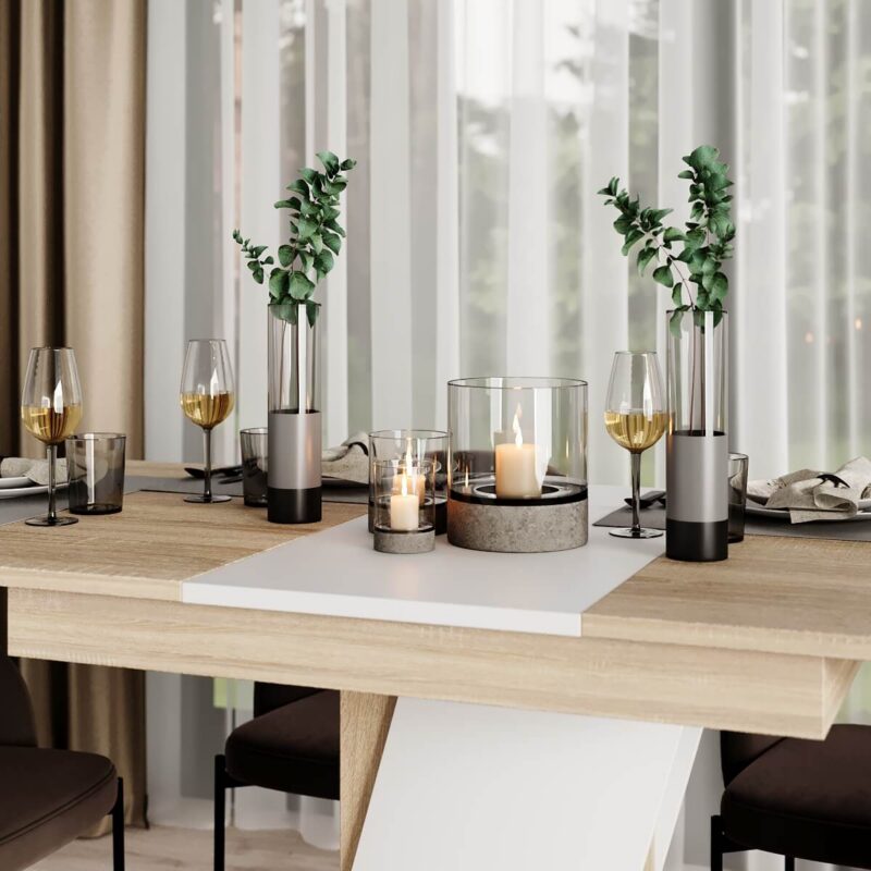 Lendi extending dining table 140(180)x75x80 cm – Sonoma Oak / White diamond