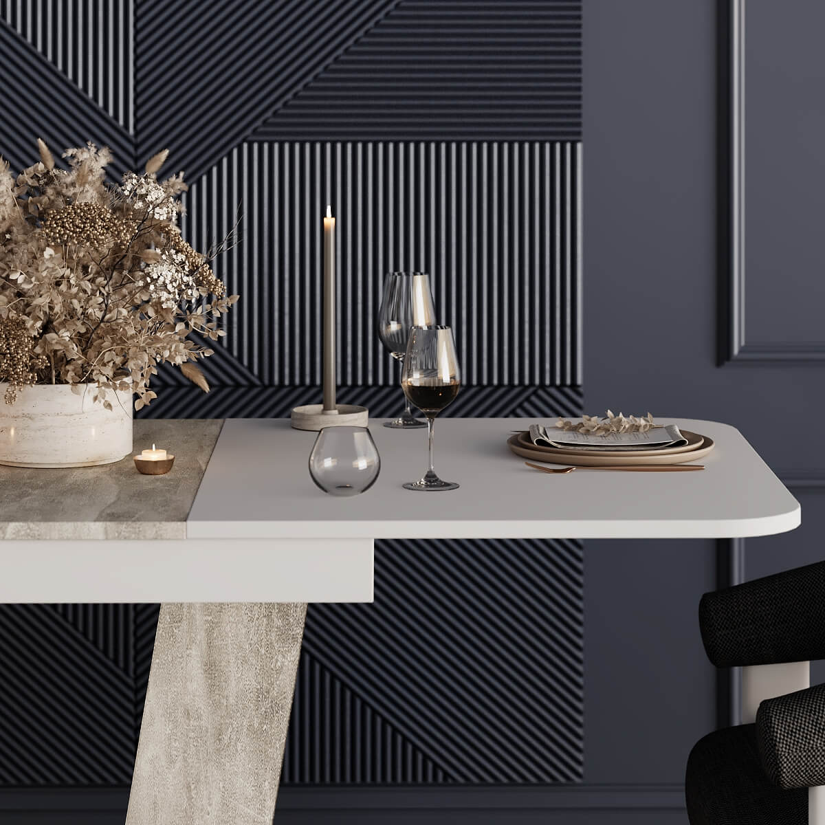 Обідній стіл трансформер Vendi 140(180)x75x80 см – Ательє світлий / Білий діамант