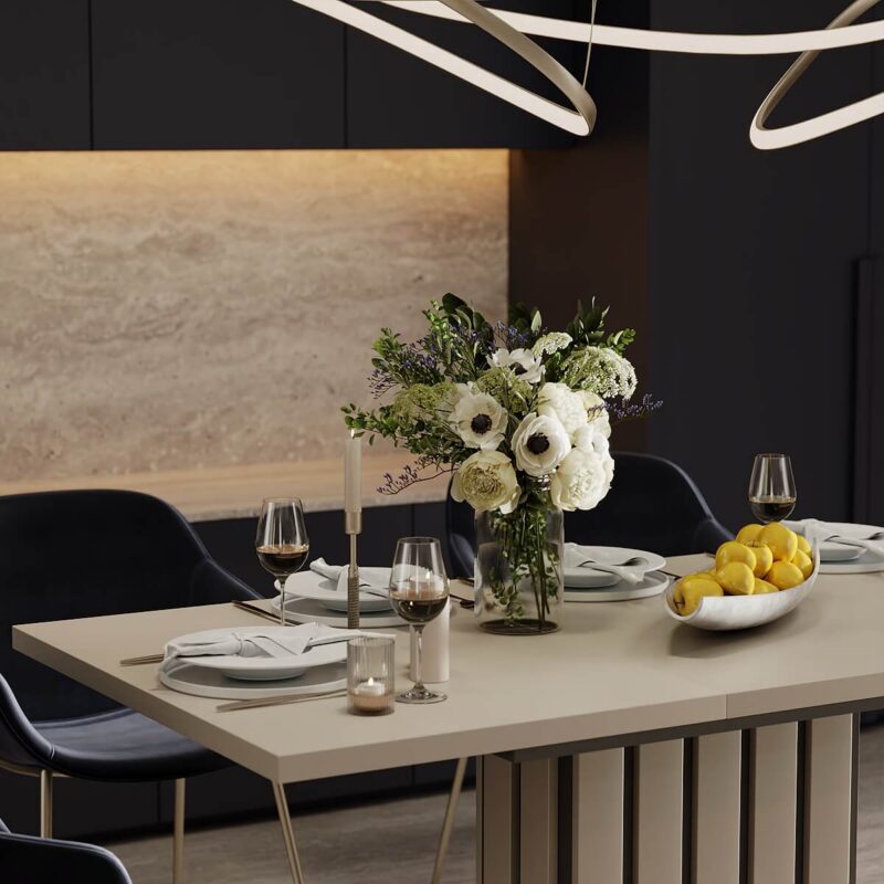 Oxford expanding table 120(160)x75x82 cm – Cashmere / Graphite grey
