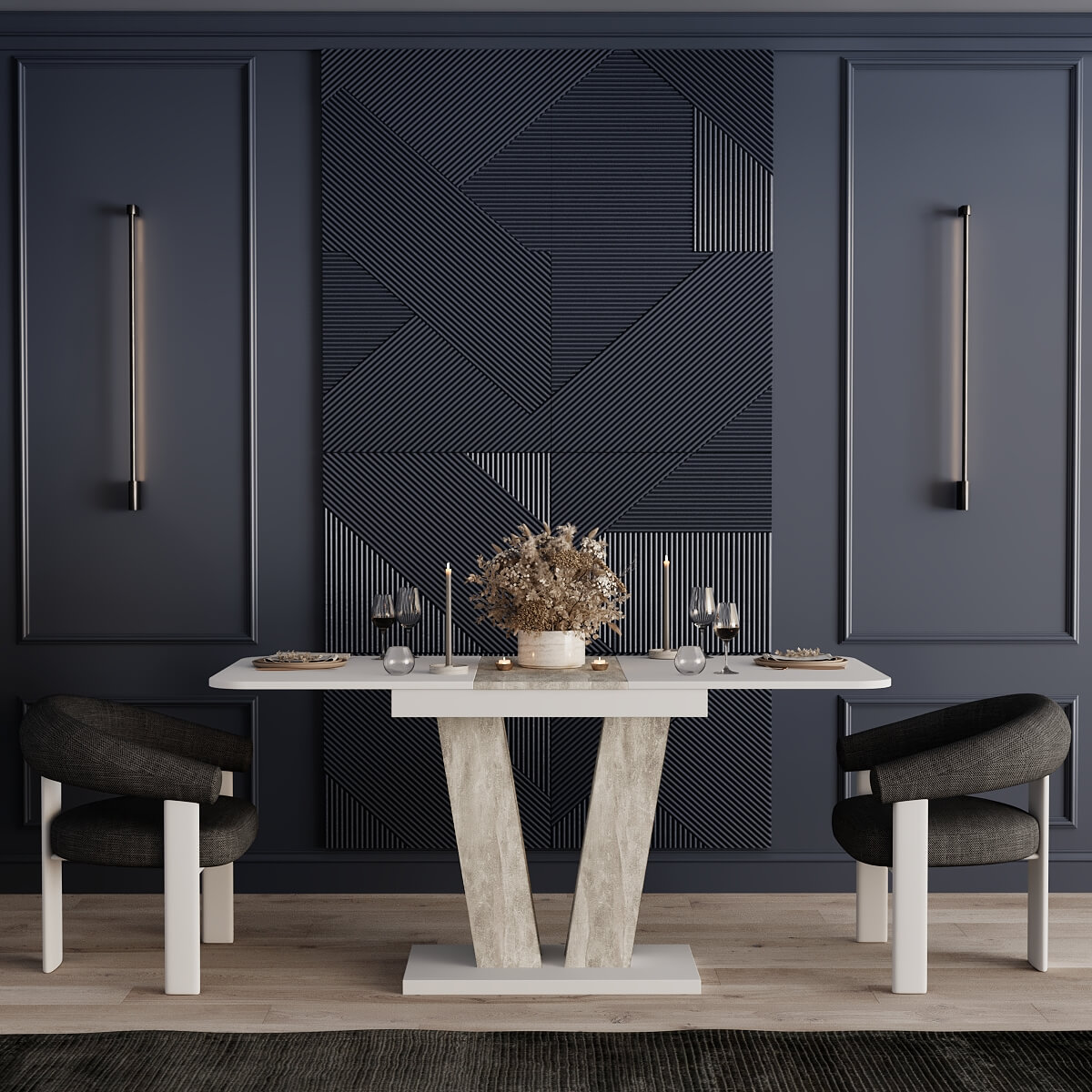 Vendi extending kitchen table 140(180)x75x80 cm – Light Atelier / White Diamond