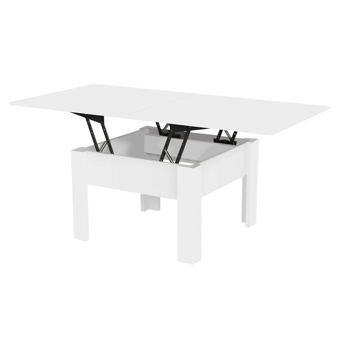 Comfo lift up coffee table to dining table 70(140)x57(77)x70 cm – White Diamond