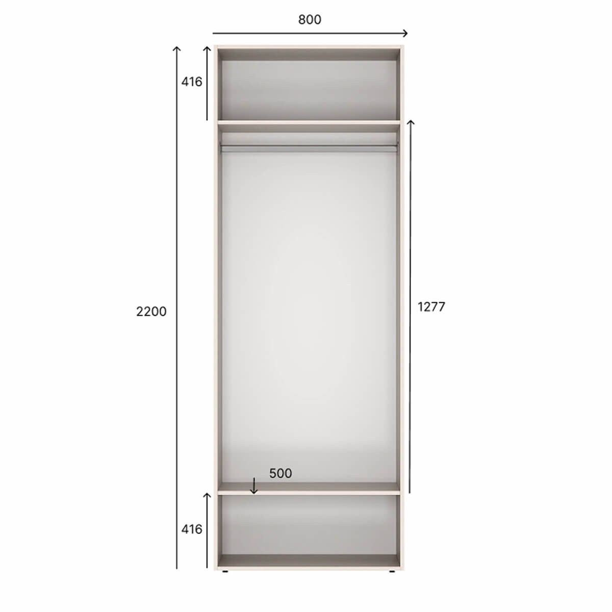 Light №1 Hinged 2-Door Wardrobe - measurements